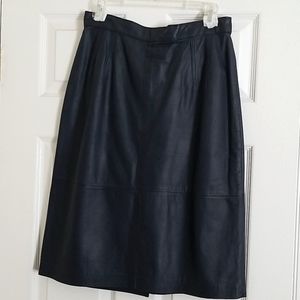 Womens Dark Blue Leather Skirt